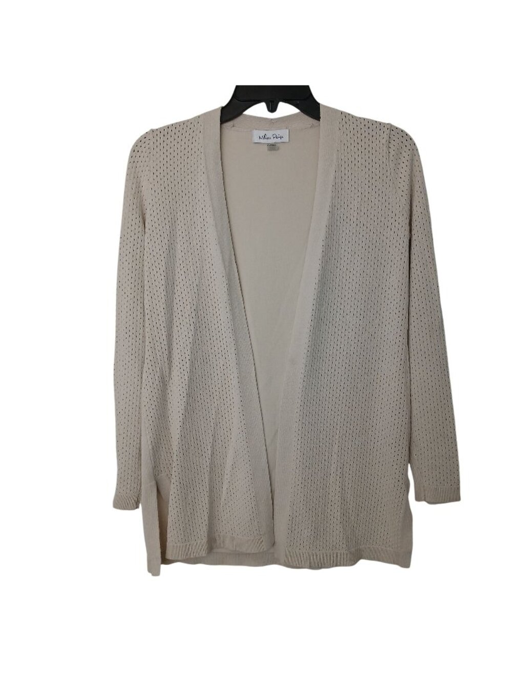 Melissa Paige OpenFront Cardigan Sz PXS Beige Knit  W/Perforated Sleeves #D-41